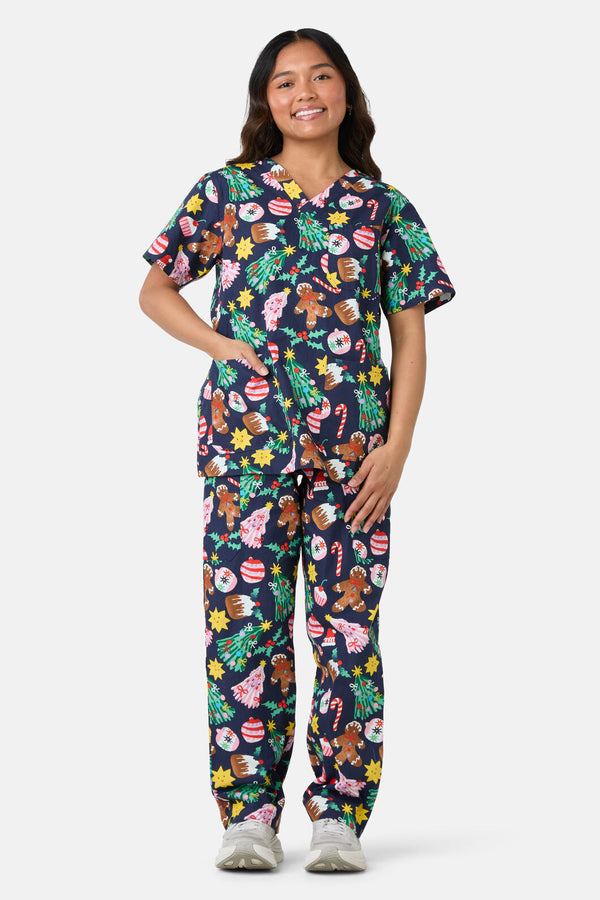 Scrubs With Love - Santa's Sweet Treats Scrub Set - blue