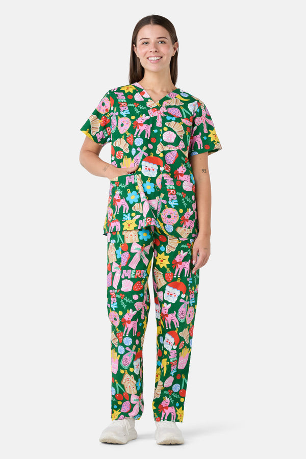 Scrubs With Love - Merry & Bright Scrub Set - green