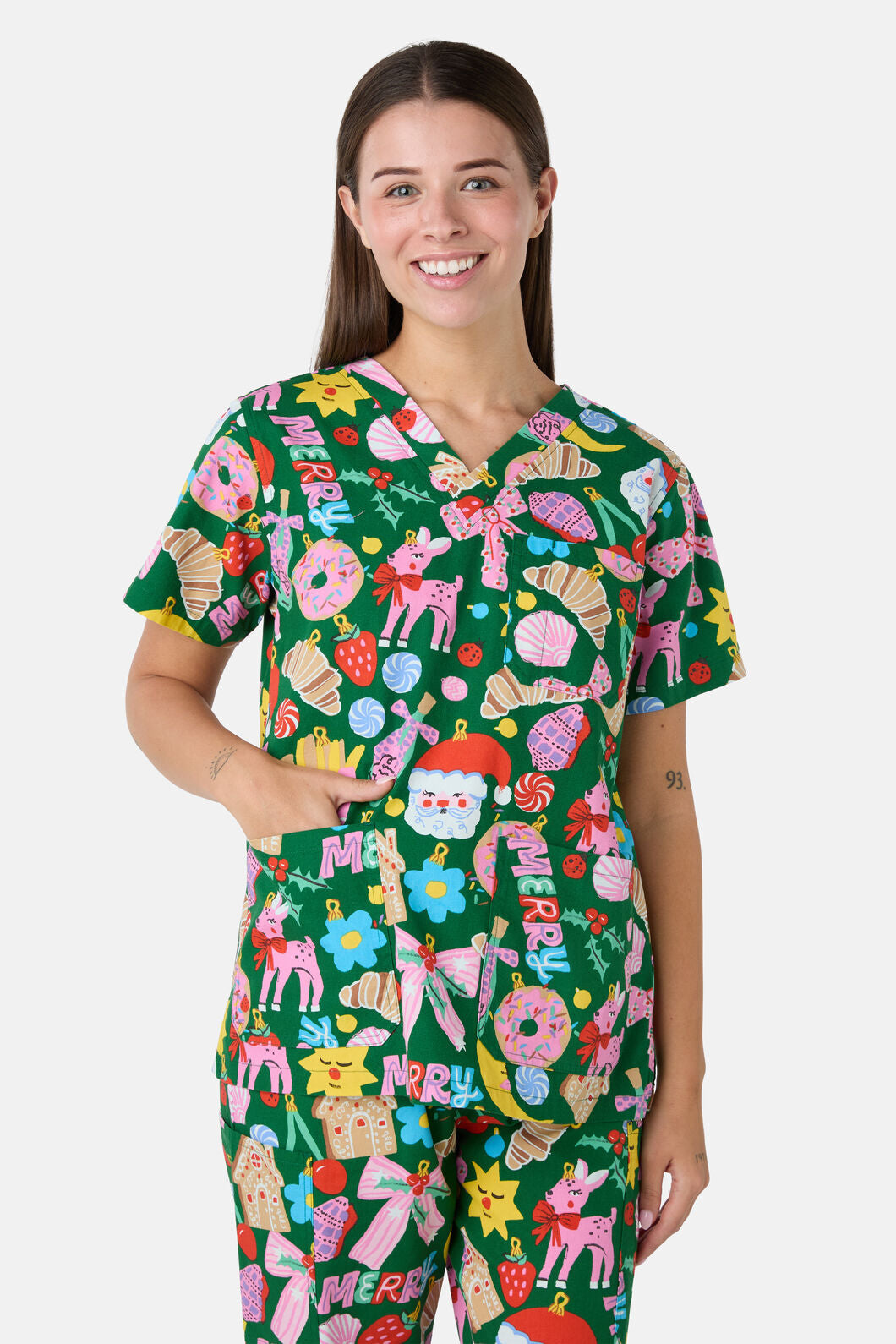 Scrubs With Love - Merry & Bright Scrub Set - green