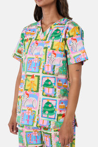 Scrubs With Love - Holiday Pups Scrub Set - pink