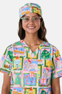 Scrubs With Love - Holiday Pups Scrub Hat - pink