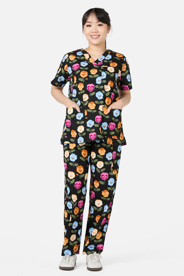 Scrubs With Love - Pansy Scrub Set - black