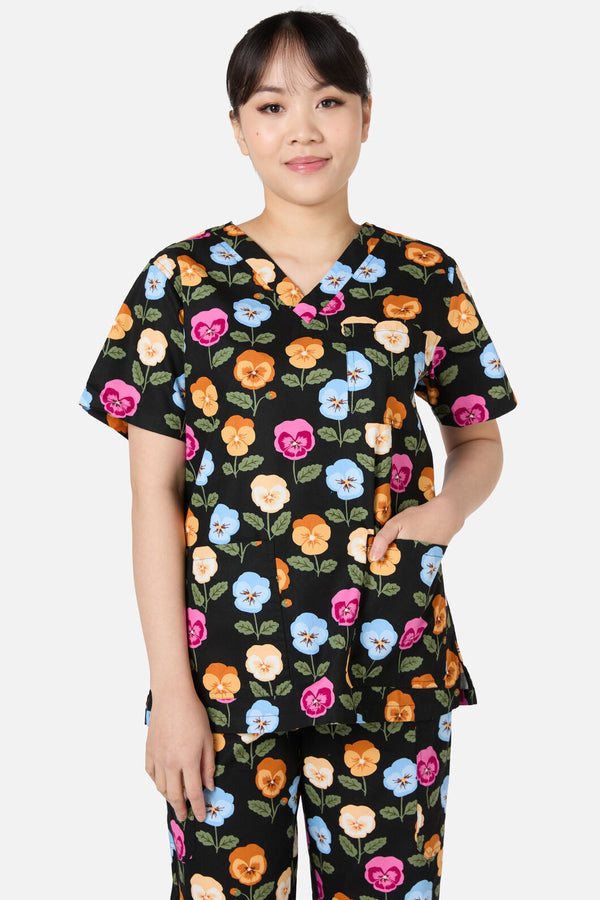 Scrubs With Love - Pansy Scrub Set - black