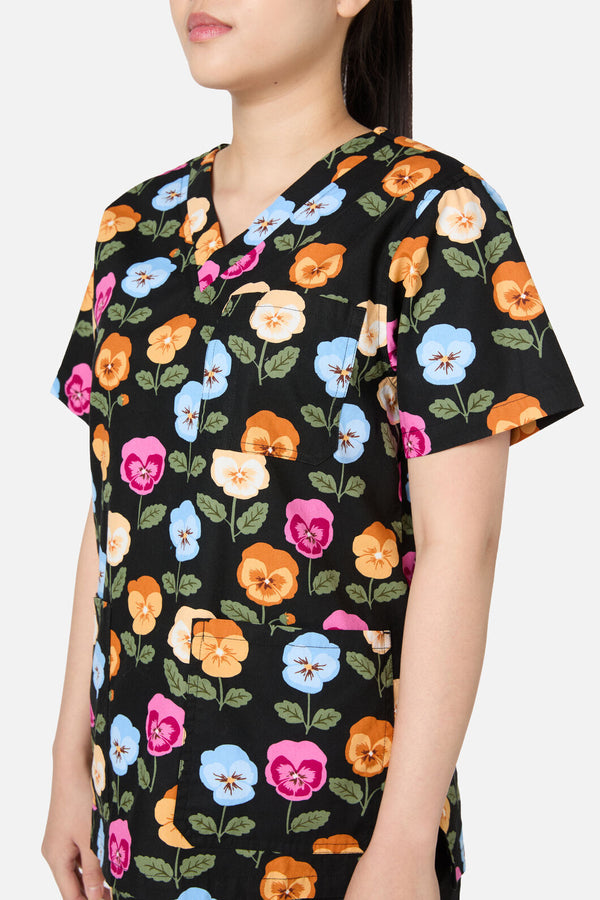 Scrubs With Love - Pansy Scrub Set - black