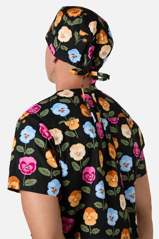 Scrubs With Love - Pansy Scrub Hat - black