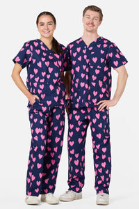 Scrubs With Love - Love Hearts Navy Scrub Set - navy