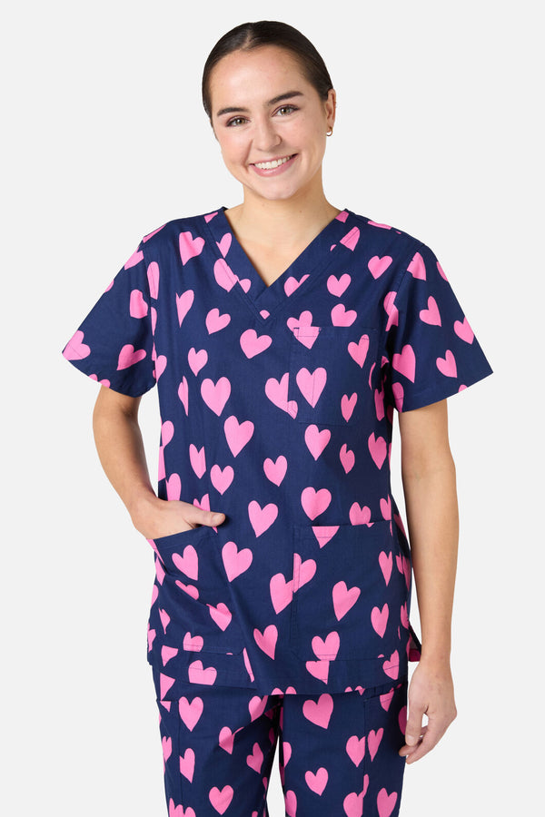 Scrubs With Love - Love Hearts Navy Scrub Set - navy
