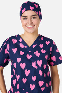 Scrubs With Love - Love Hearts Navy Scrub Hat - navy