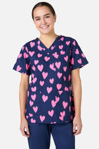 Scrubs With Love - Lovehearts Top & Pant Scrub Set - navy