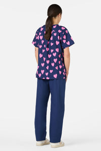 Scrubs With Love - Lovehearts Top & Pant Scrub Set - navy