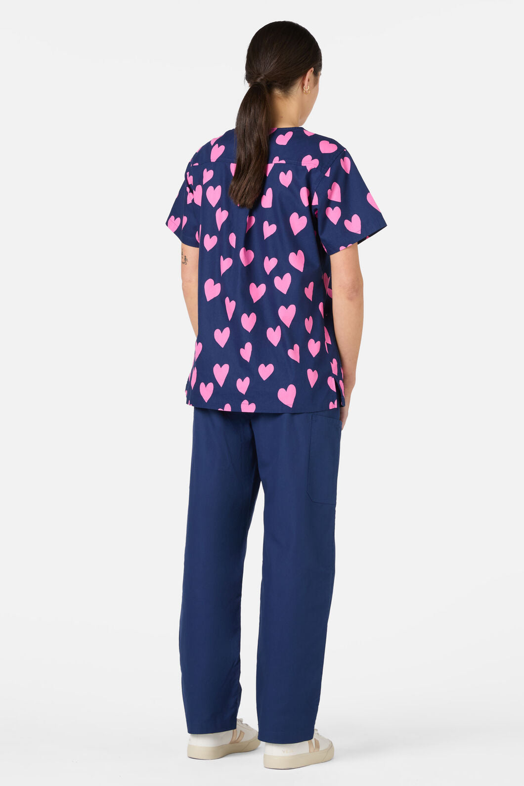 Scrubs With Love - Lovehearts Top & Pant Scrub Set - navy