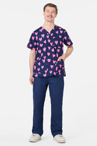 Scrubs With Love - Lovehearts Top & Pant Scrub Set - navy
