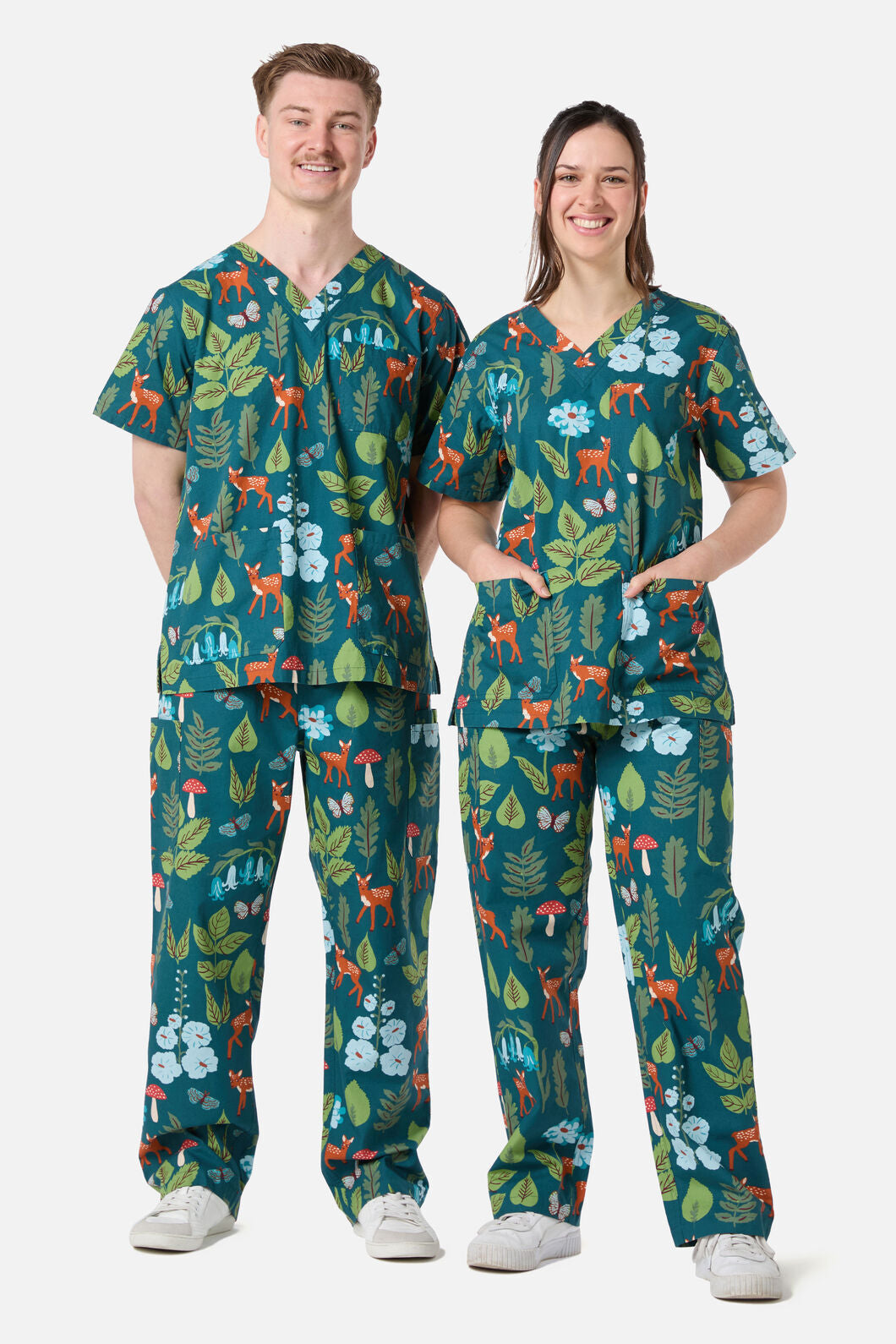 Scrubs With Love - Winter Deer Scrub Set - teal