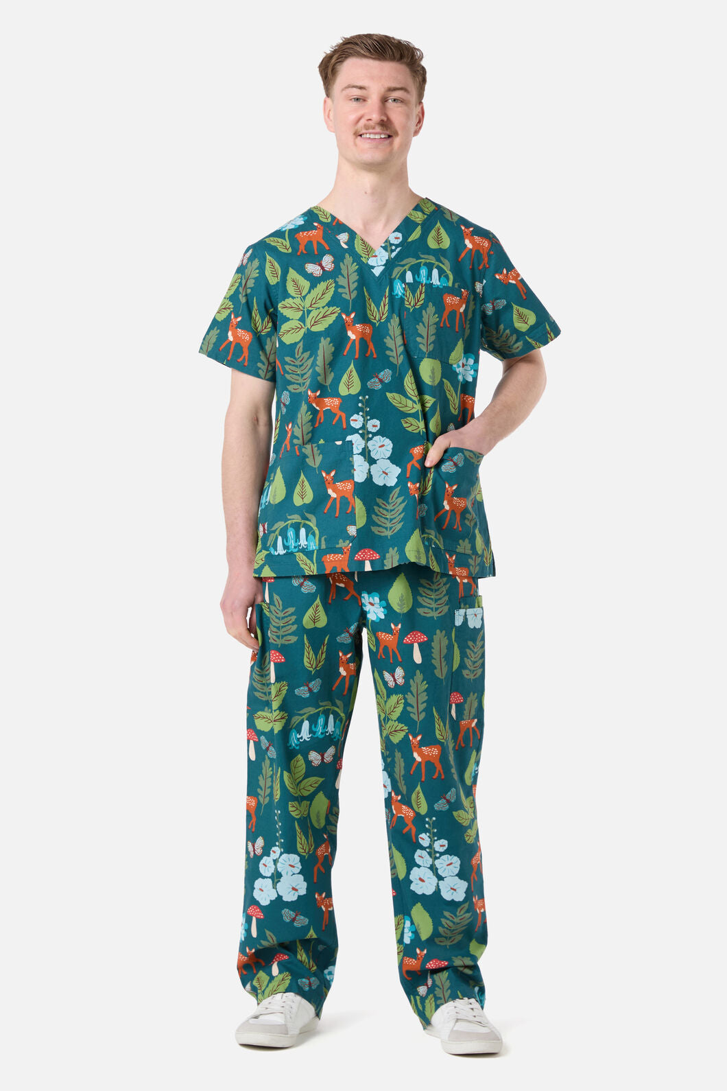 Scrubs With Love - Winter Deer Scrub Set - teal