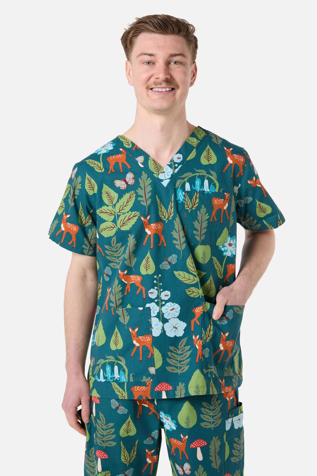 Scrubs With Love - Winter Deer Scrub Set - teal
