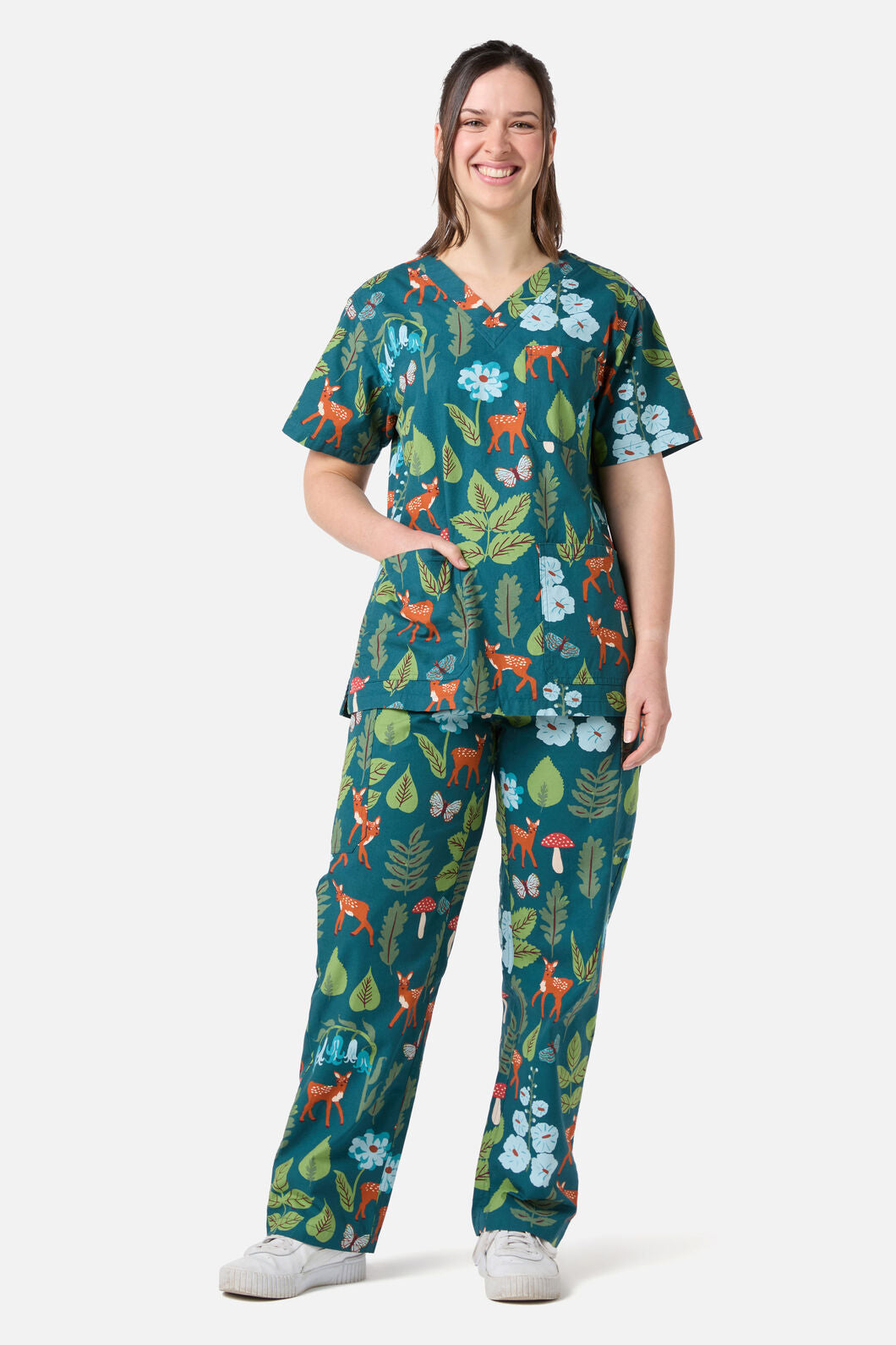 Scrubs With Love - Winter Deer Scrub Set - teal