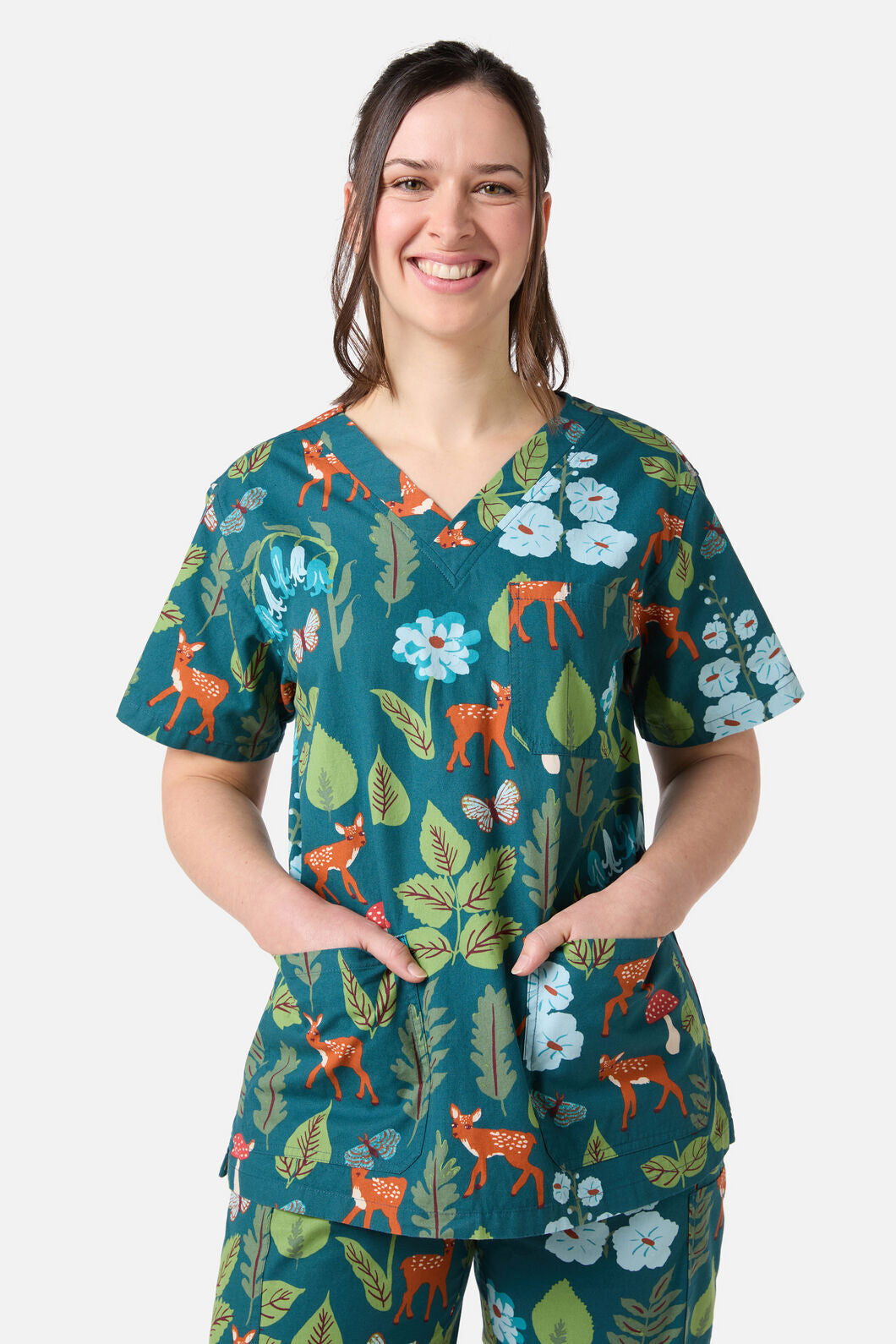 Scrubs With Love - Winter Deer Scrub Set - teal