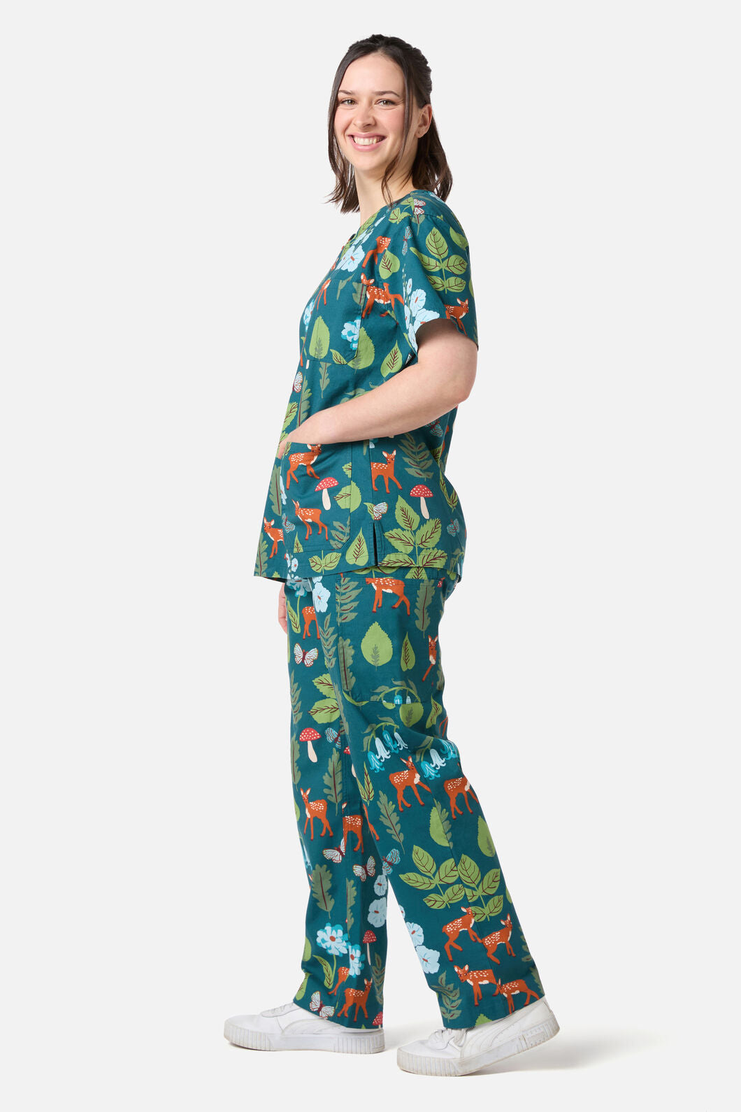 Scrubs With Love - Winter Deer Scrub Set - teal