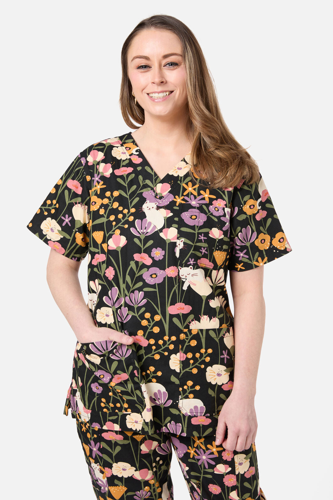 Scrubs With Love - Zoe Cat scrub set - black