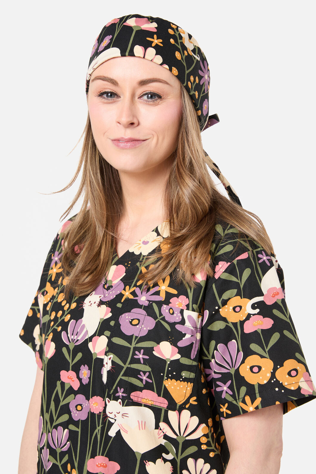 Scrubs With Love - Zoe Cat scrub hat - black