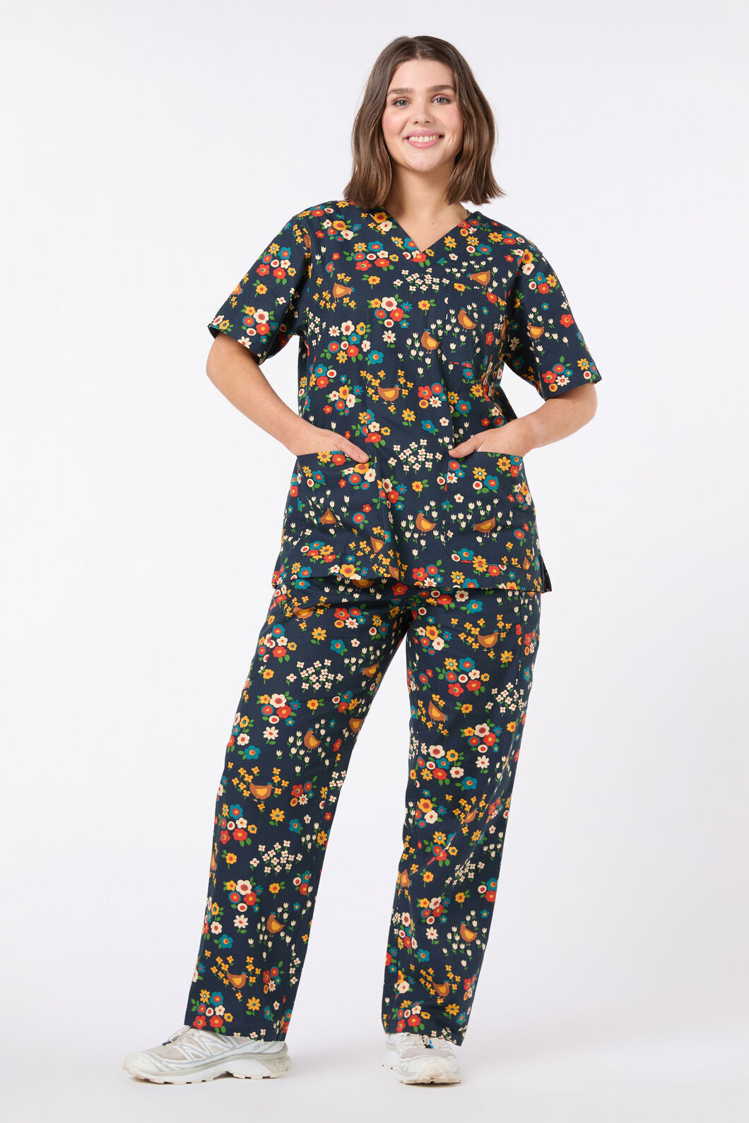 Scrubs With Love - Cute Chickens scrub set - navy