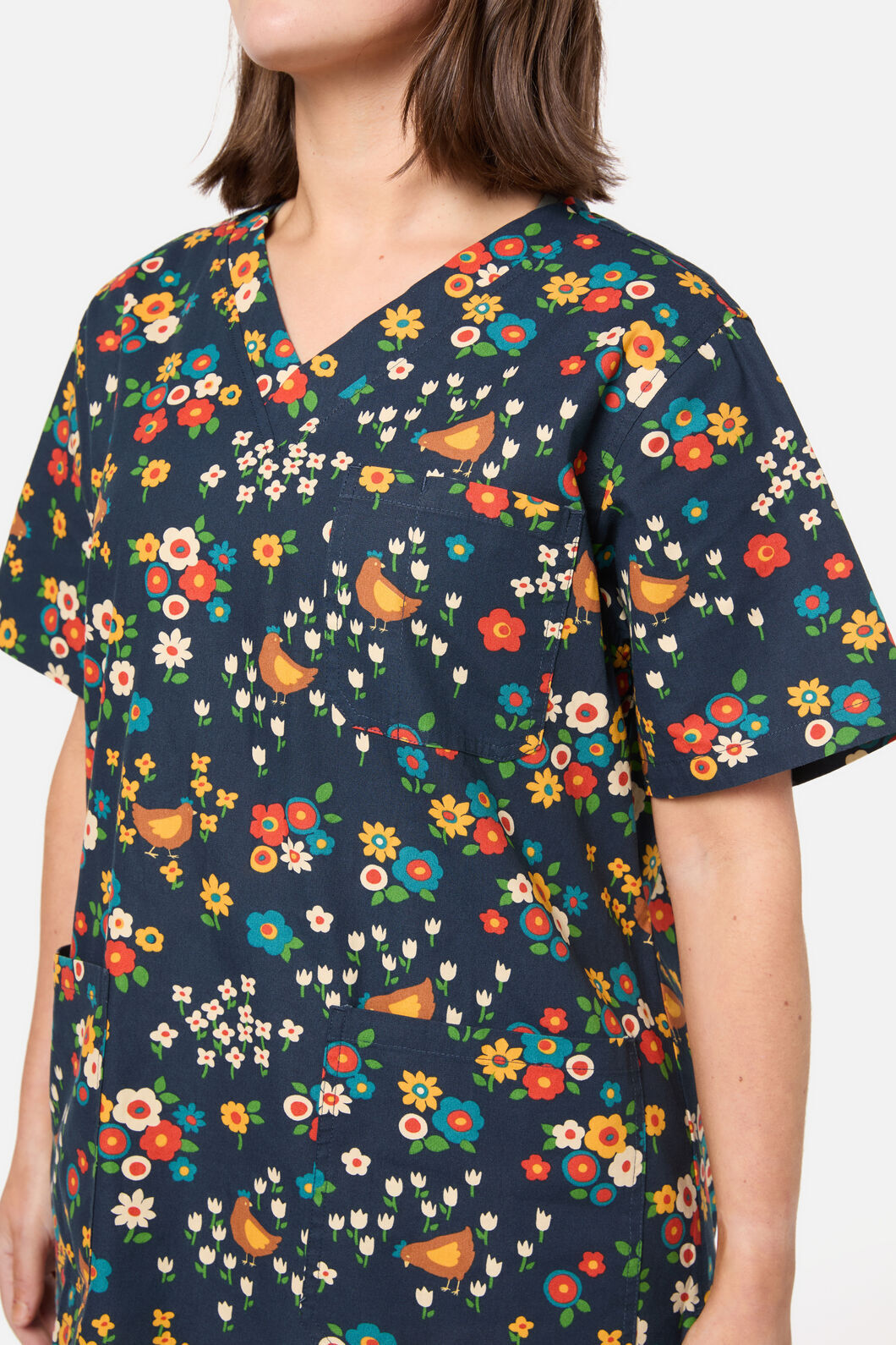 Scrubs With Love - Cute Chickens scrub set - navy