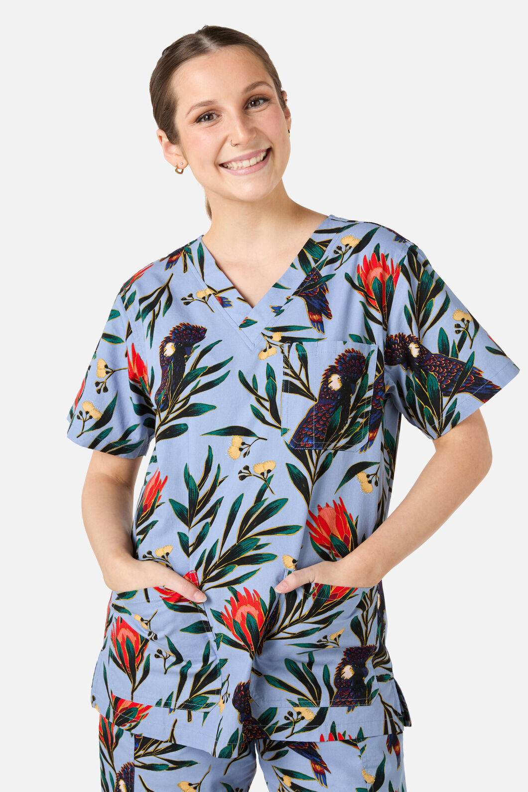 Scrubs With Love - Cockatoo & Protea scrub set - blue