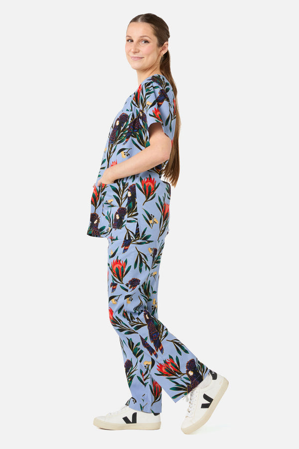 Scrubs With Love - Cockatoo & Protea scrub set - blue