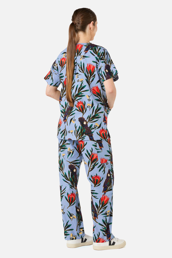 Scrubs With Love - Cockatoo & Protea scrub set - blue
