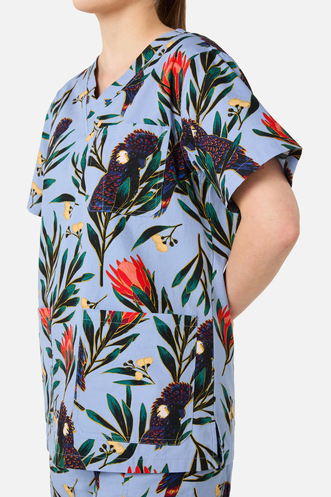 Scrubs With Love - Cockatoo & Protea scrub set - blue