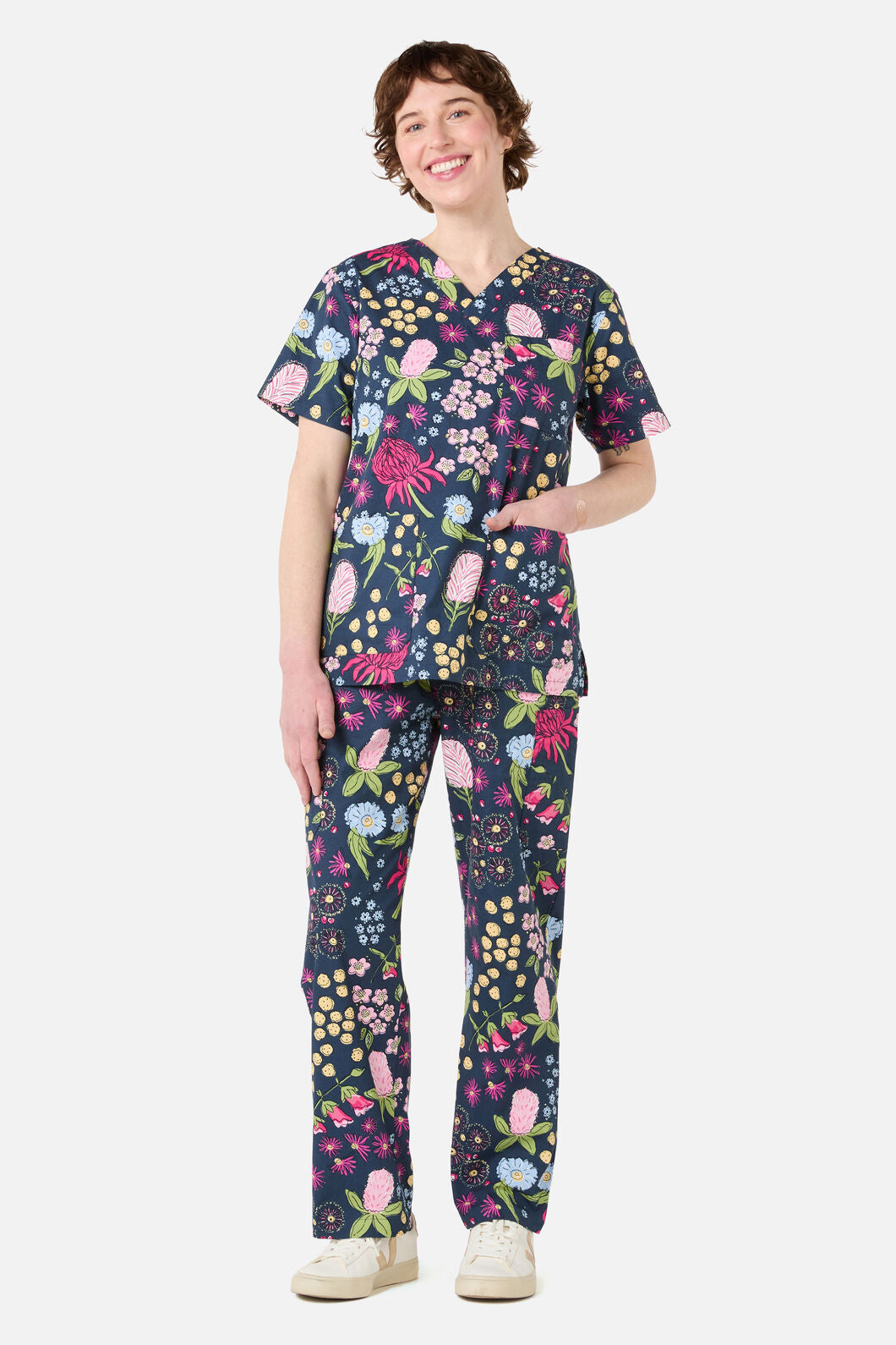 Scrubs With Love - Native Bouquet scrub set - navy