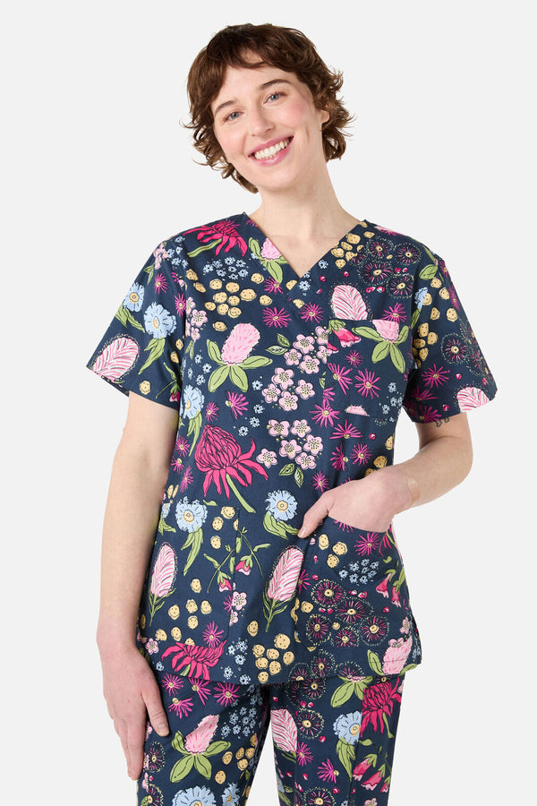 Scrubs With Love - Native Bouquet scrub set - navy