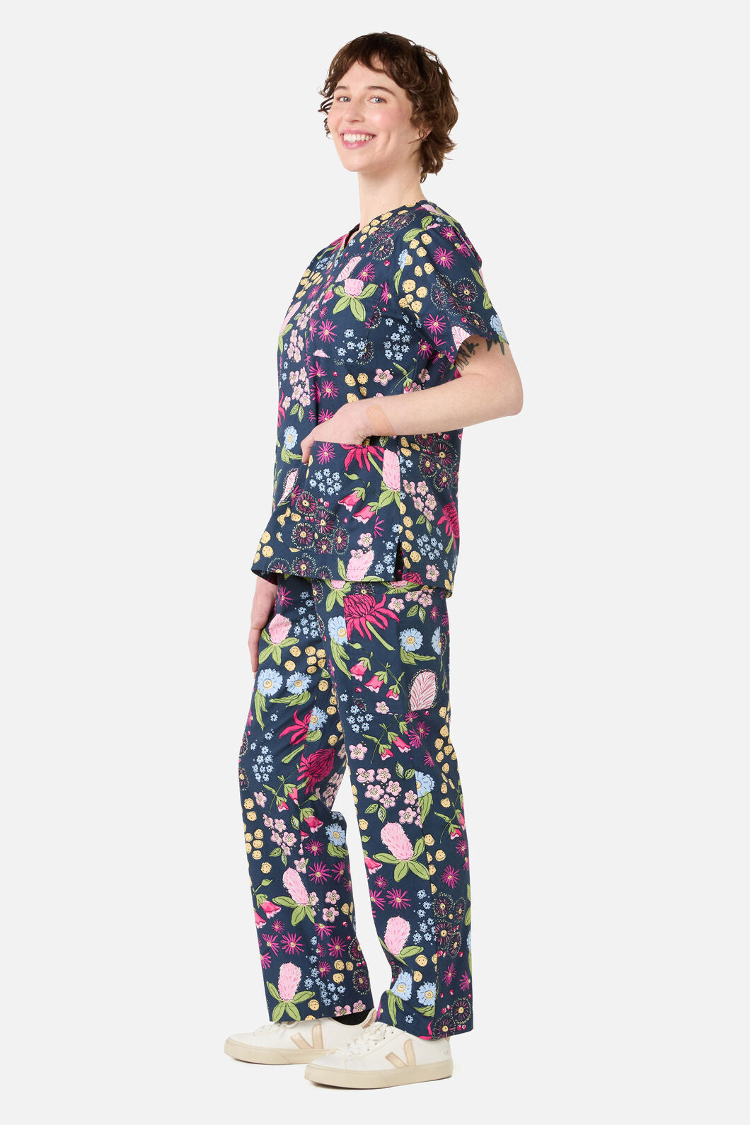 Scrubs With Love - Native Bouquet scrub set - navy