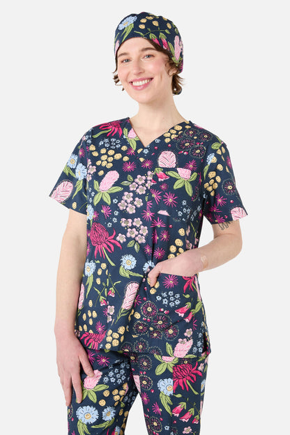 Scrubs With Love - Native Bouquet scrub hat - navy