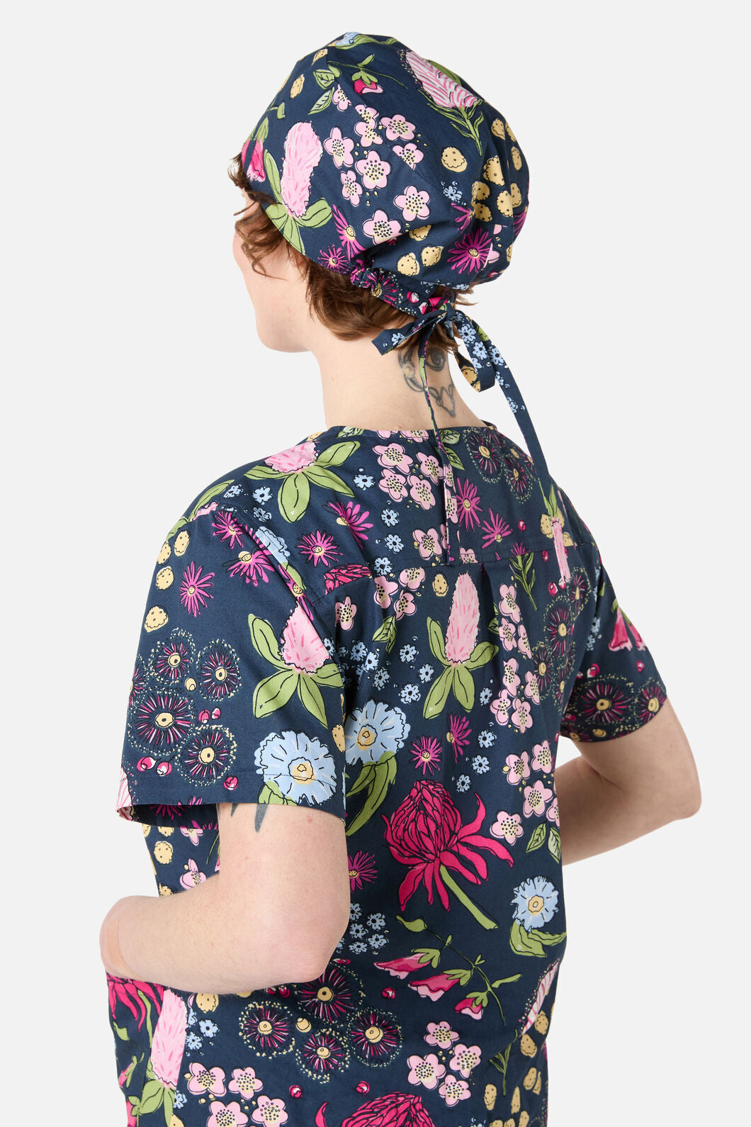 Scrubs With Love - Native Bouquet scrub hat - navy