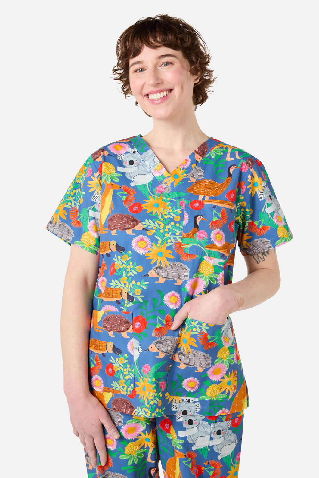 Scrubs With Love - Bush Tapestry scrub set - blue