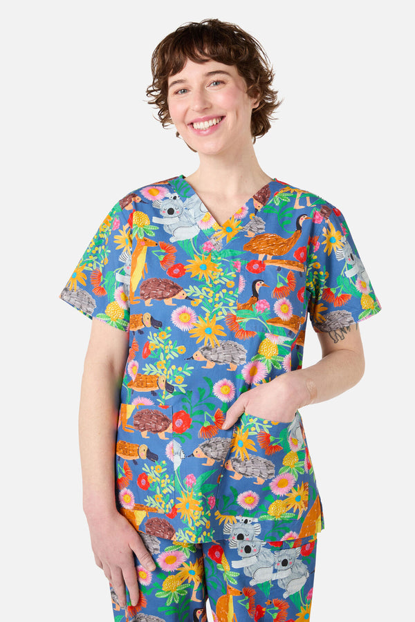 Scrubs With Love - Bush Tapestry scrub set - blue