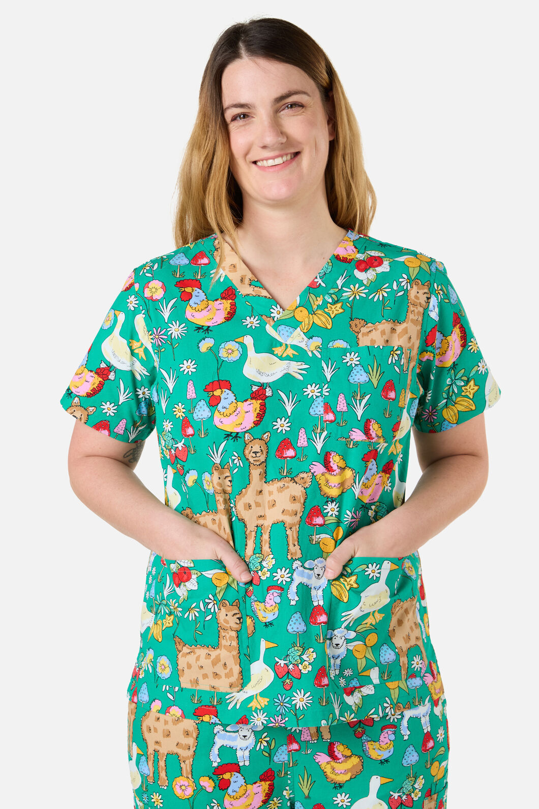 Scrubs With Love - Farm Animals Scrub Set - green