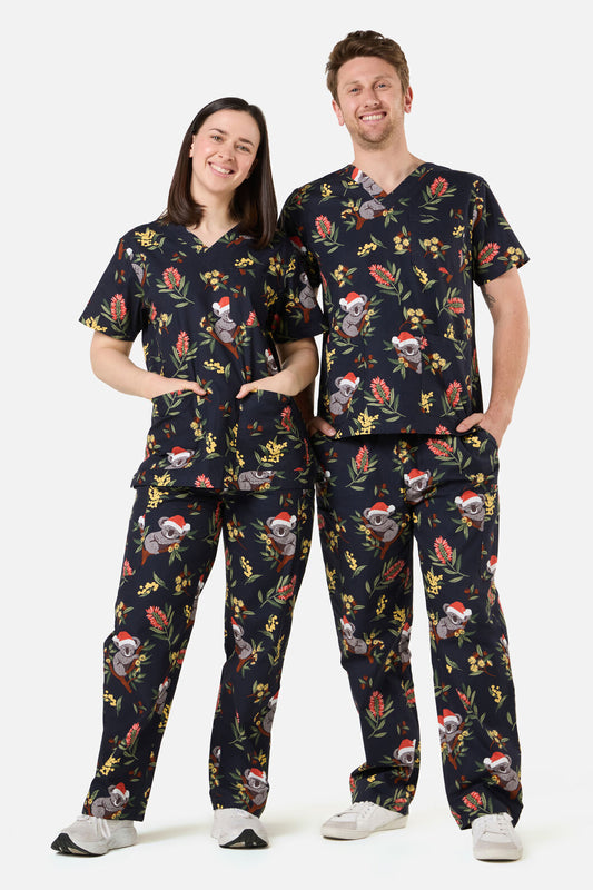 Scrubs With Love - CHRISTMAS KOALA NAVY SCRUB SET - navy
