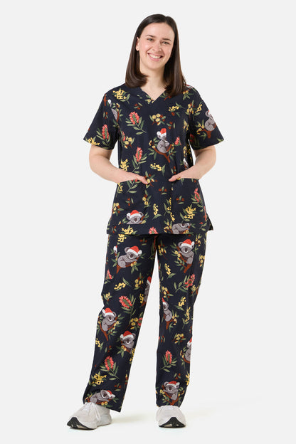 Scrubs With Love - CHRISTMAS KOALA NAVY SCRUB SET - navy