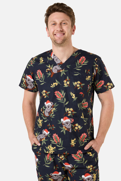 Scrubs With Love - CHRISTMAS KOALA NAVY SCRUB SET - navy