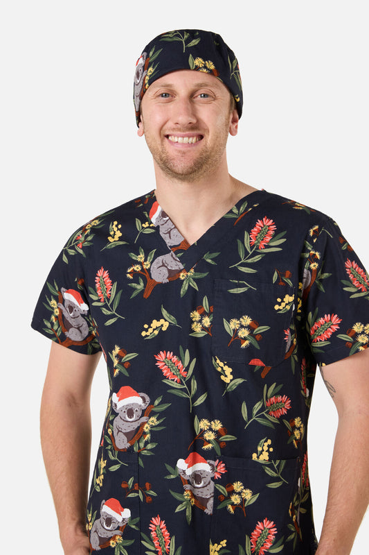 Scrubs With Love - CHRISTMAS KOALA NAVY SCRUB HAT - navy