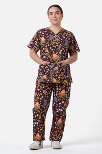 Scrubs With Love - Banksia Bouquet Scrub Set - chocolate