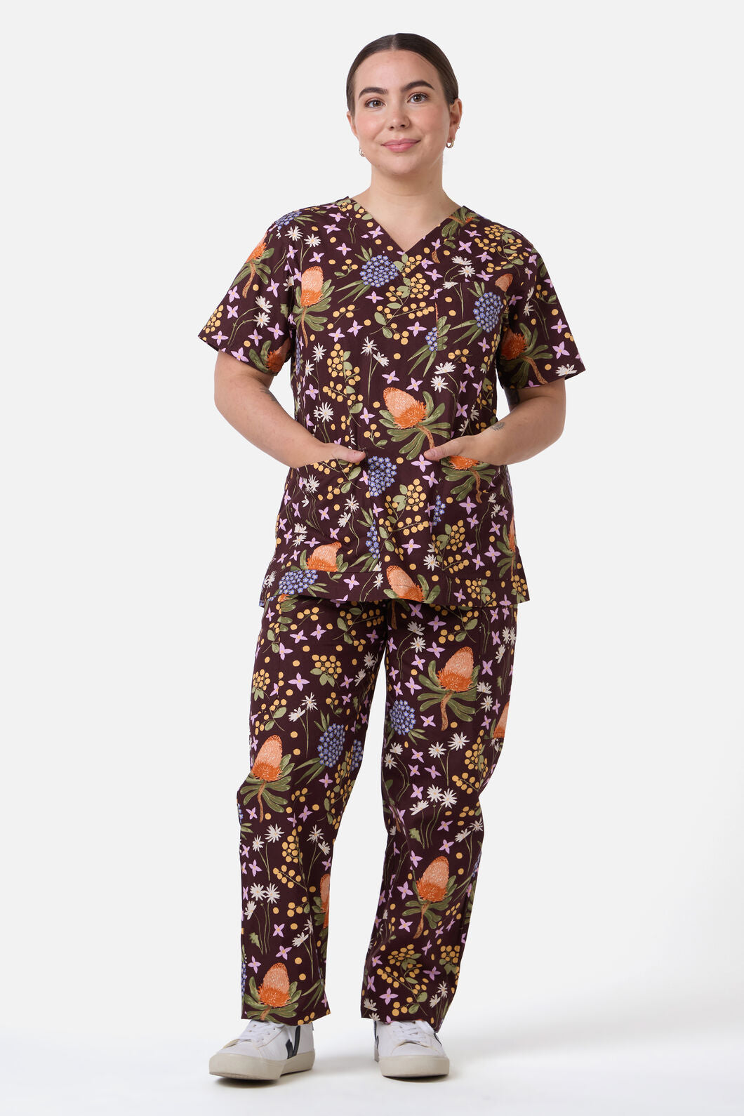 Scrubs With Love - Banksia Bouquet Scrub Set - chocolate