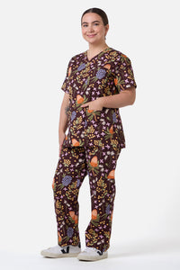 Scrubs With Love - Banksia Bouquet Scrub Set - chocolate