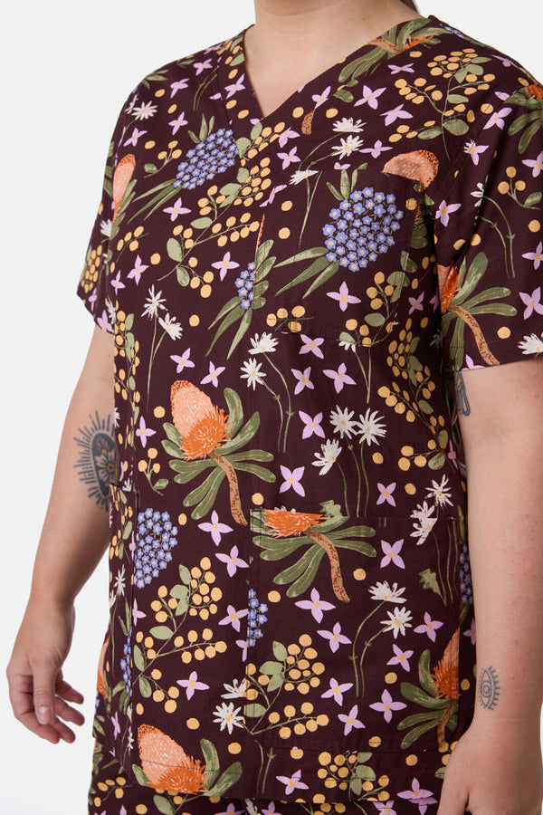 Scrubs With Love - Banksia Bouquet Scrub Set - chocolate