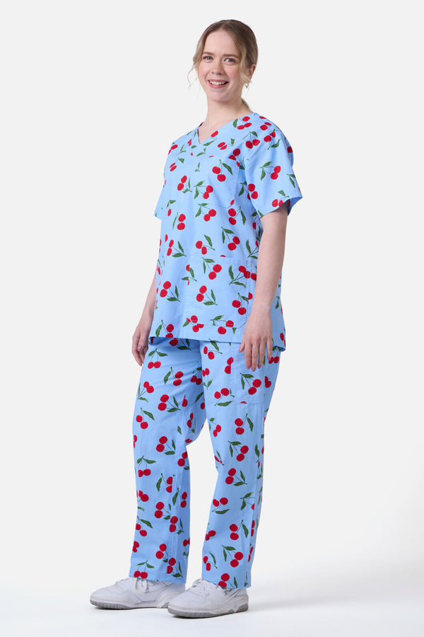 Scrubs With Love - CHERRY SCRUB SET - blue