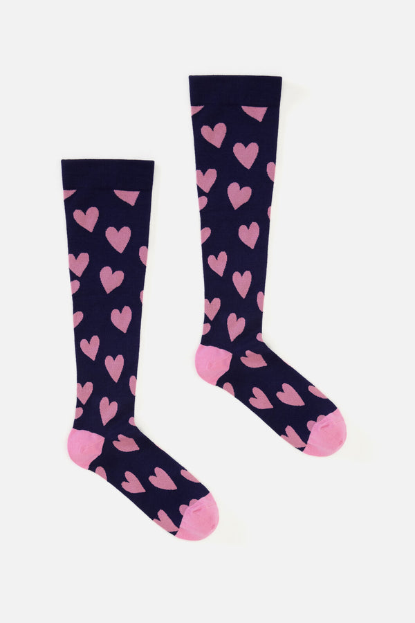 Scrubs With Love - Navy hearts Compression socks - navy