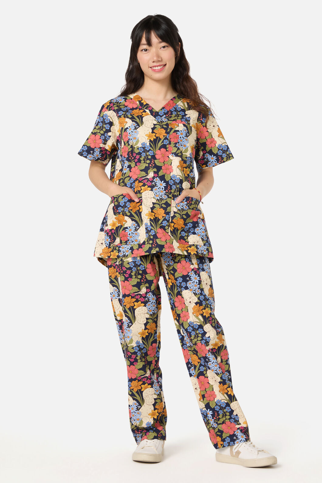 Scrubs With Love - Poodle scrub set - navy