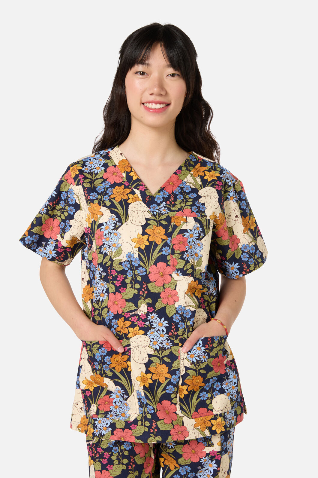 Scrubs With Love - Poodle scrub set - navy